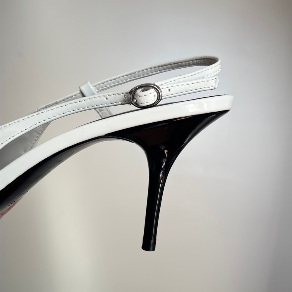 Mango Minomalist Chic White Patent Slingback with Black Heels - EU 40 (NWT) - Picture 7 of 13